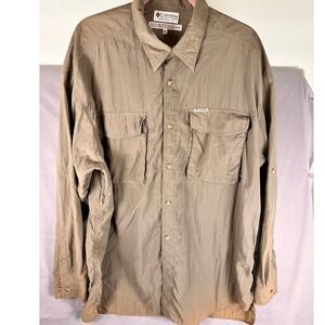 Columbia Sportswear Company Men'ss XXL L/S Button Up Shirt Tan Fishing Outdoor